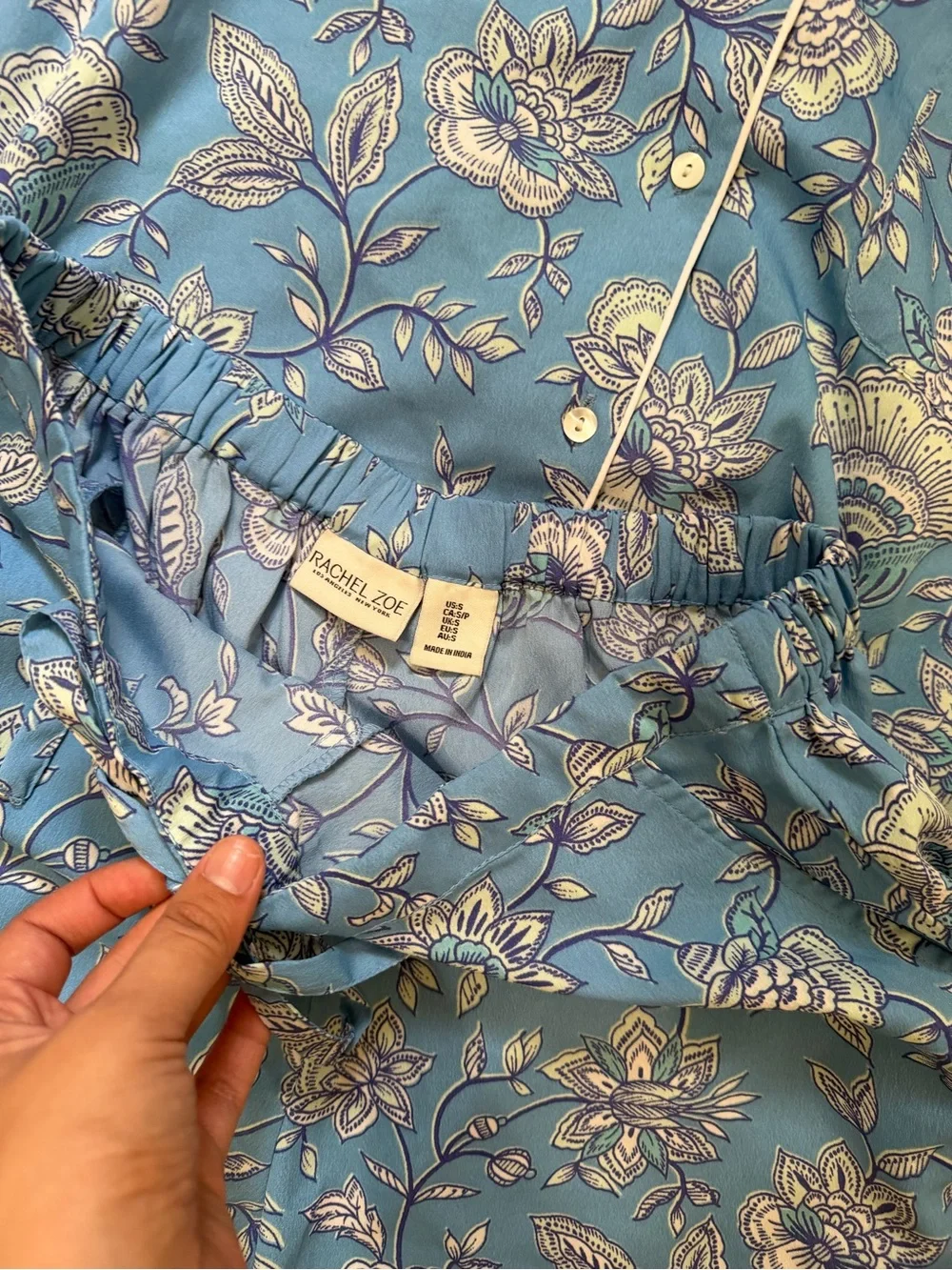 Rachel Zoe Light Blue Floral Short Pajama Set